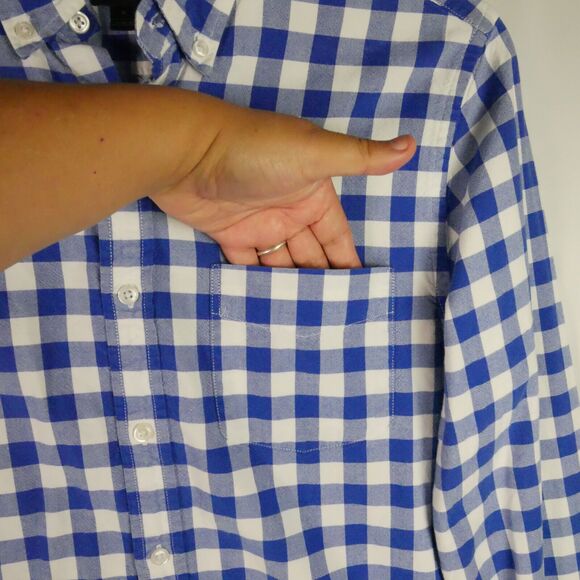 J Crew Oxford Mens Size S Blue and White Checked Button Down Shirt Long Sleeve - Picture 4 of 11